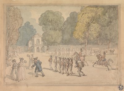 Soldiers in St. James Park by Thomas Rowlandson